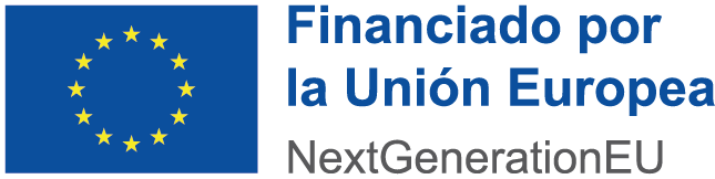 Logo de la Unión Europea con el texto "Financiado por la Unión Europea NextGenerationEU", simbolizando el apoyo financiero y desarrollo sostenible en Europa.